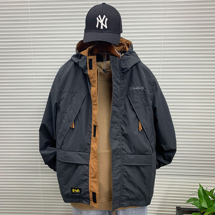 Herren funktionale Outdoor-Jacke mit praktischen Taschen und verstellbarem Bund Aliams