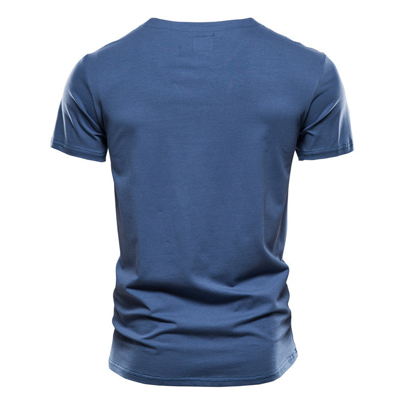 Herren Kurzarm-Shirt mit modernem Henley-Ausschnitt und Brusttasche Aliams
