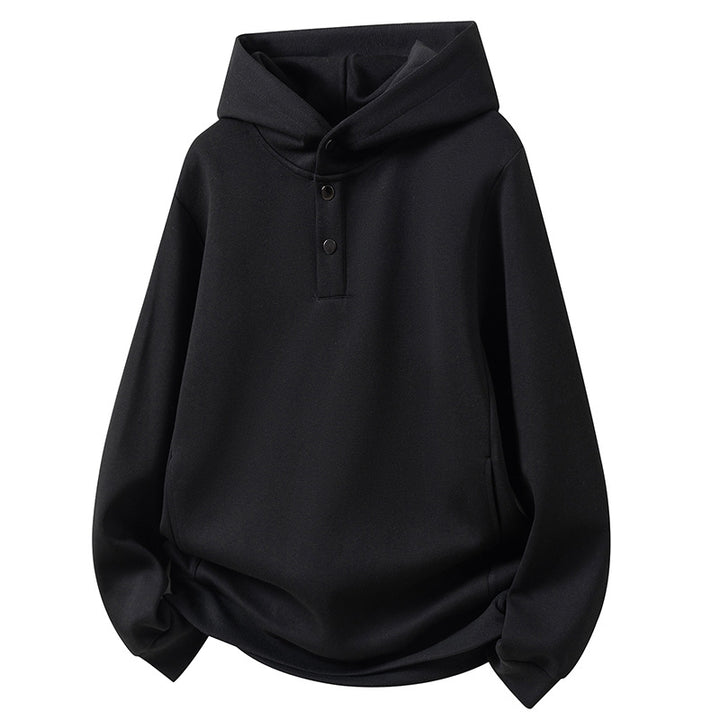 Herren Kapuzenpullover mit Knopfleiste und Kängurutasche Aliams