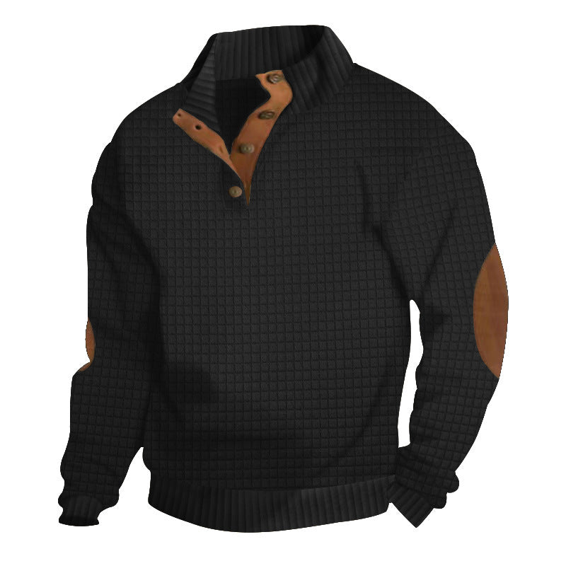 Herren Strukturierter Pullover mit Lederakzenten Aliams