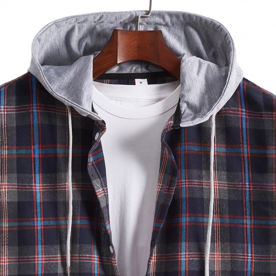 Herren Flanellhemd mit abnehmbarer Kapuze Aliams