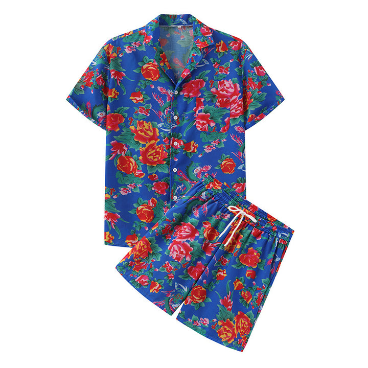 Damen Sommerliches Set mit floralem Kurzarmhemd und Shorts Aliams