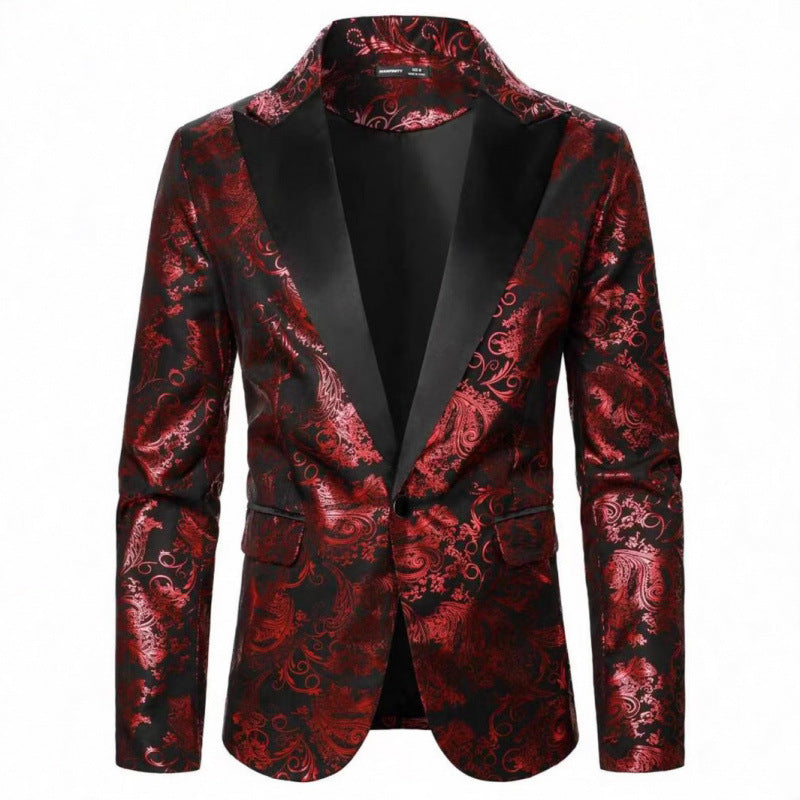 Herren Eleganter Smokingblazer mit floralem Jacquard-Muster Aliams