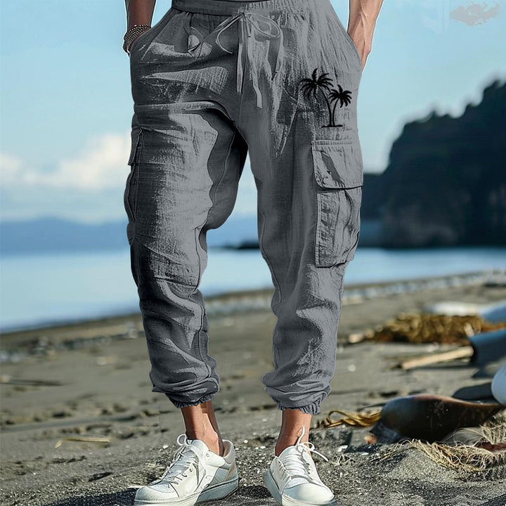 Herren Cargohose mit seitlichen Taschen und verstellbarem Bund Aliams