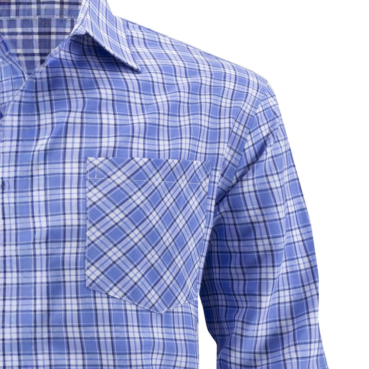 Herren kariertes Langarmhemd mit modischer Schnittführung Aliams