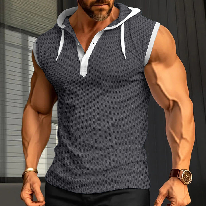 Herren Kurzarm Kapuzenpullover mit atmungsaktivem Netzstoff Aliams