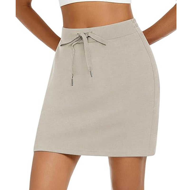 Damen Sportlicher Minirock mit Verstellbarem Kordelzug und Seitlichen Taschen Aliams