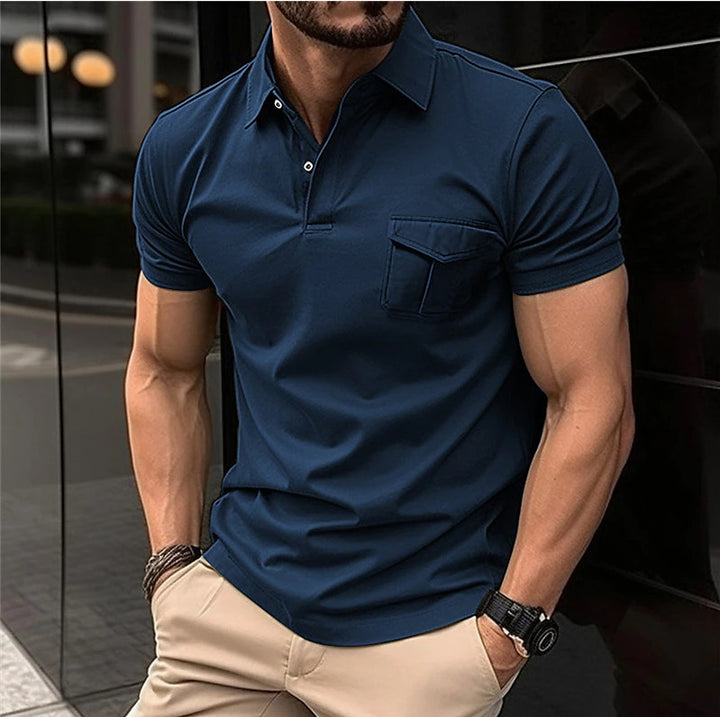Herren Kurzarm Poloshirt mit praktischer Brusttasche und modernem Schnitt Aliams