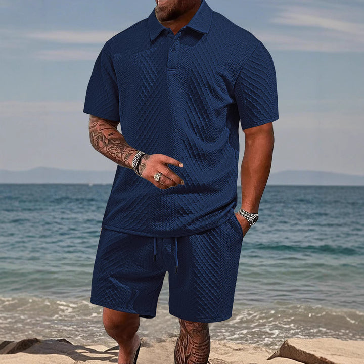 Herren Sportliches Polohemd und Shorts Set Aliams