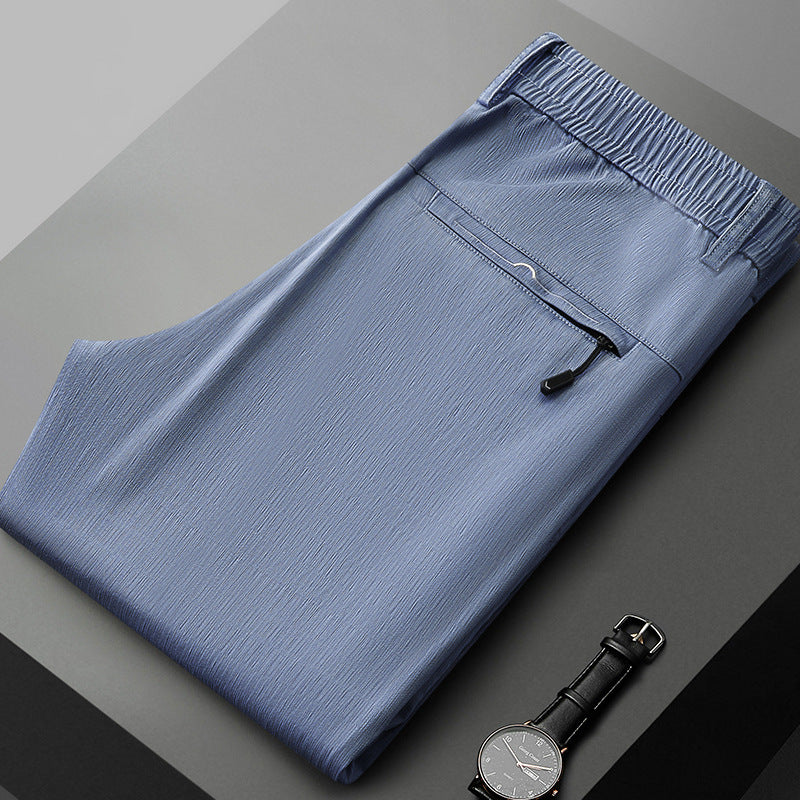 Herren bequeme Stretch-Hose mit elastischem Bund und seitlichen Reißverschlusstaschen Aliams