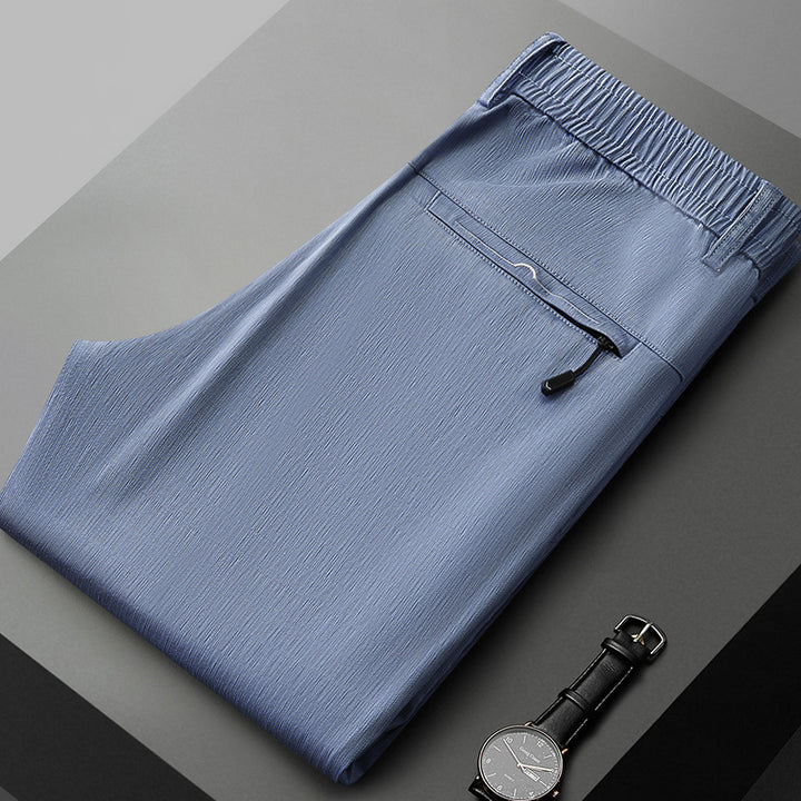 Herren bequeme Stretch-Hose mit elastischem Bund und seitlichen Reißverschlusstaschen Aliams