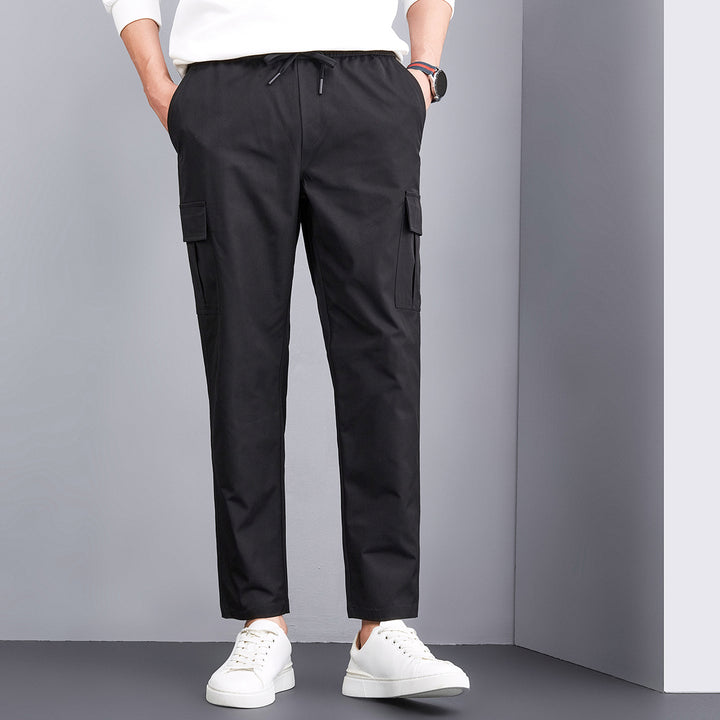 Herren bequeme Cargo-Hose mit elastischem Bund und praktischen Taschen Aliams