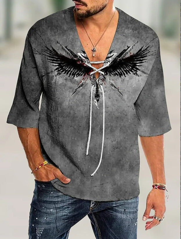 Herren grafisches Shirt mit modernem Schnürdesign Aliams