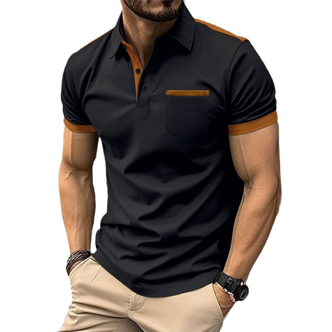 Herren Poloshirt mit stilvollem Kontrastkragen und praktischer Brusttasche Aliams