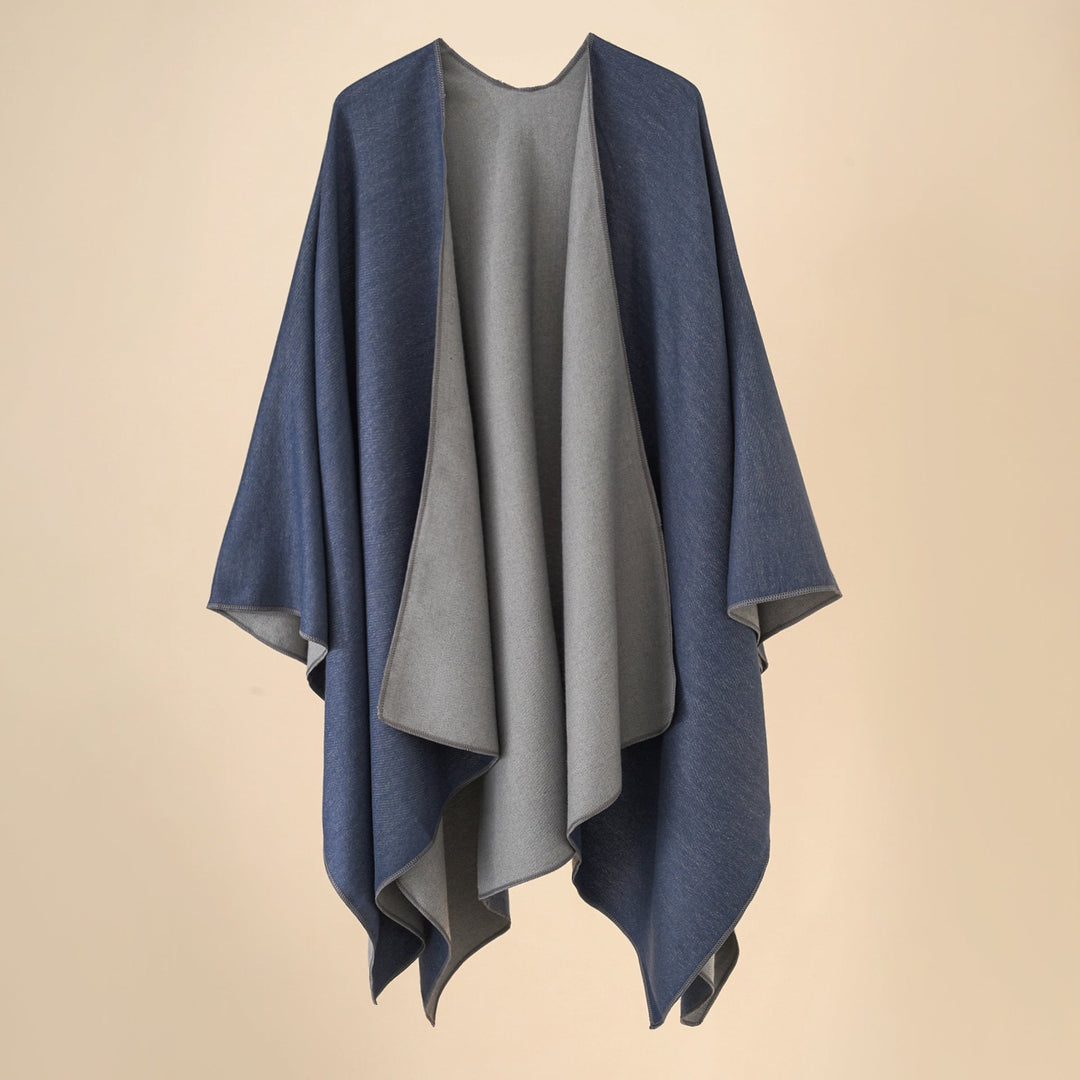 Damen Wohlfühl-Poncho Aus Weichem Wollmix mit Elegantem Schnitt Aliams