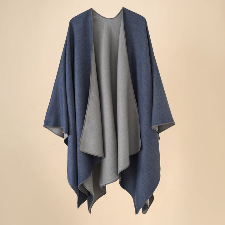 Damen Wohlfühl-Poncho Aus Weichem Wollmix mit Elegantem Schnitt Aliams