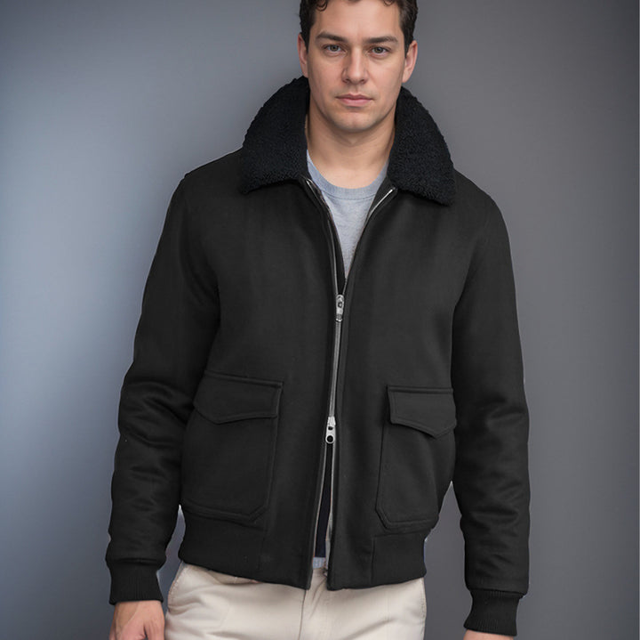 Herren warme Fleecejacke mit Stehkragen und praktischen Taschen Aliams