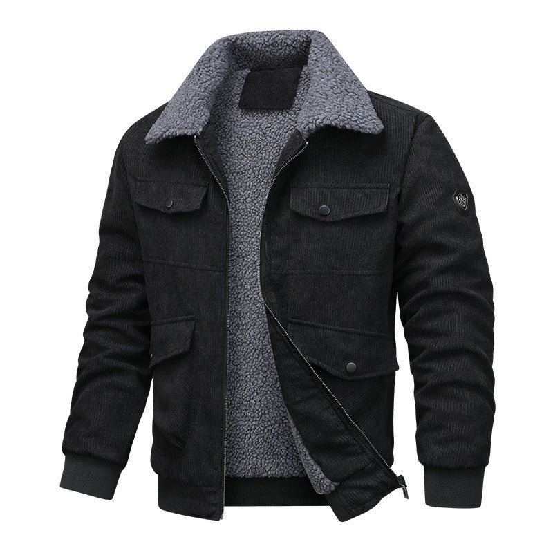Herren gesteppte Winterjacke mit weichem Kragen und funktionalen Taschen Aliams