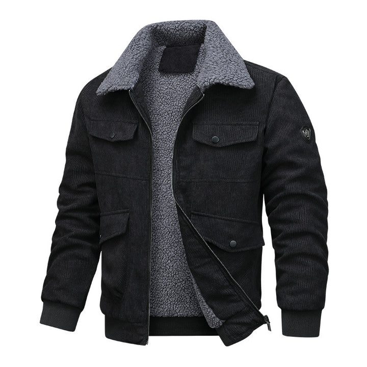 Herren gesteppte Winterjacke mit weichem Kragen und funktionalen Taschen Aliams