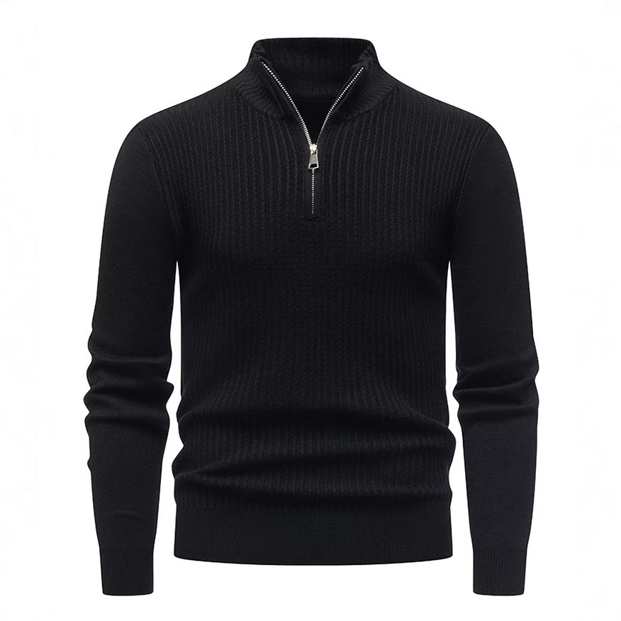 Herren Strickpullover mit modernem Stehkragen und feinem Rippdesign Aliams