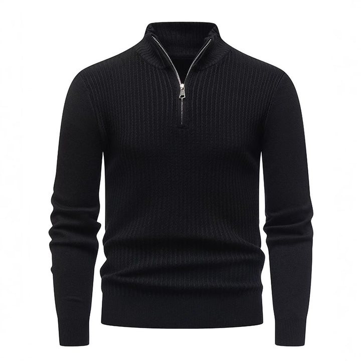 Herren Strickpullover mit modernem Stehkragen und feinem Rippdesign Aliams