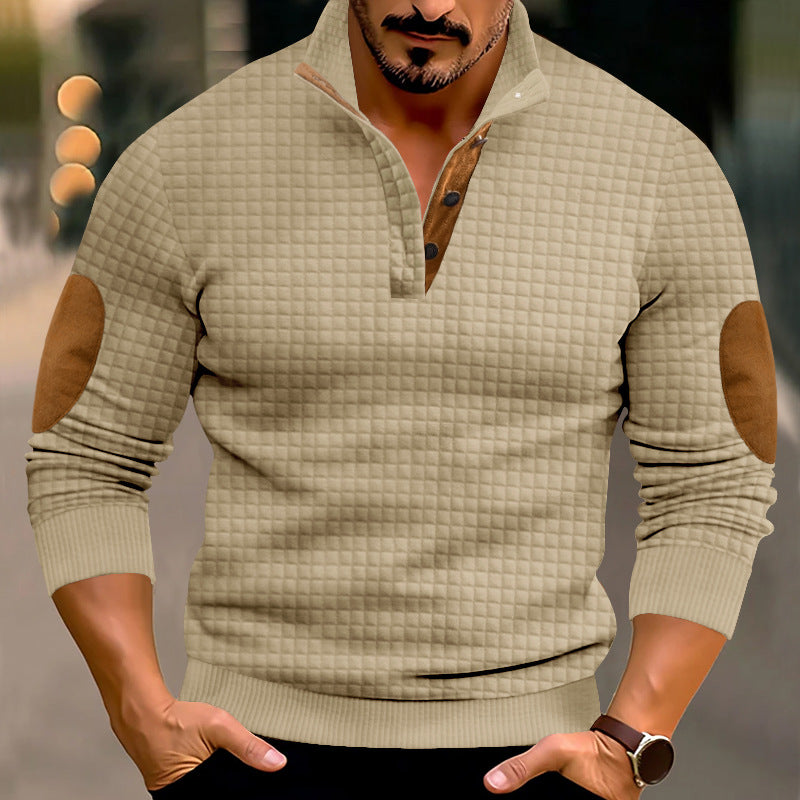 Herren Pullover mit Stehkragen und kontrastierenden Lederdetails Aliams