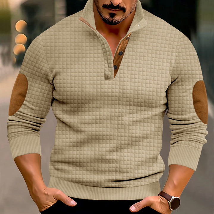 Herren Pullover mit Stehkragen und kontrastierenden Lederdetails Aliams