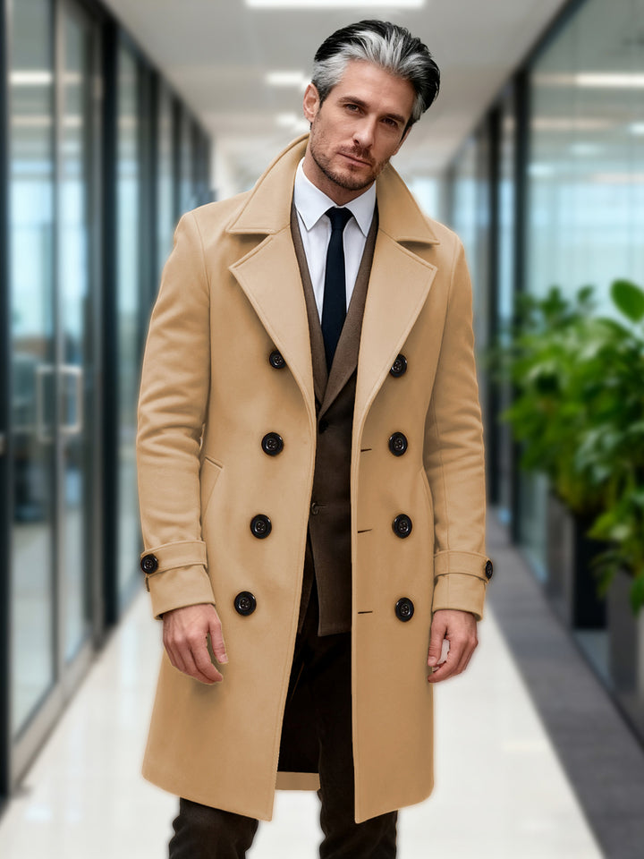 Herren Doppelreihiger Wollmantel mit modernem Schnitt Aliams
