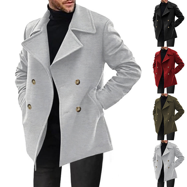 Herren klassischer Peacoat mit modischem Revers und eleganten Knopfdetails Aliams