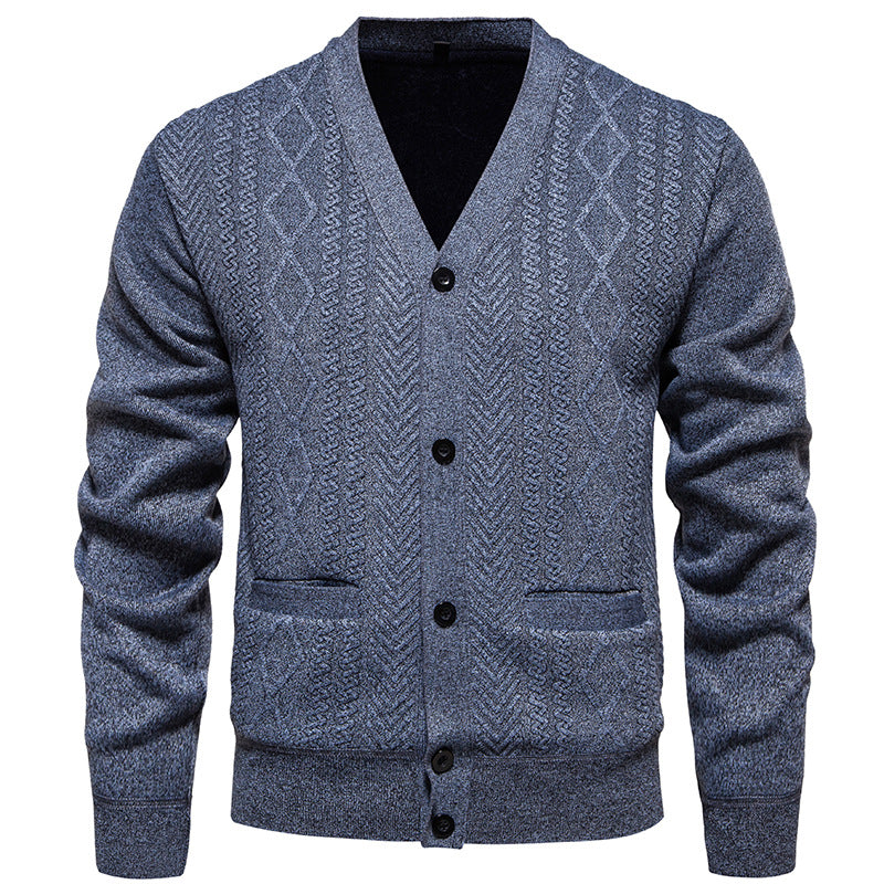 Herren klassische Strickjacke mit strukturiertem Design und praktischen Taschen Aliams