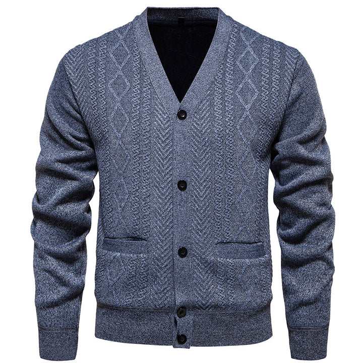 Herren klassische Strickjacke mit strukturiertem Design und praktischen Taschen Aliams