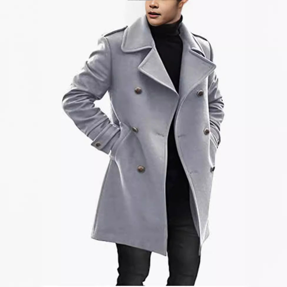 Herren eleganter, doppelreihiger Wollmantel Aliams