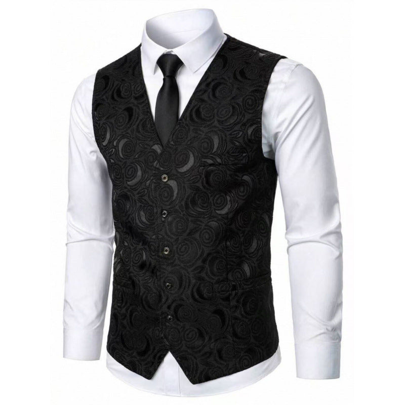 Herren elegante Weste mit floralem Jacquard-Muster Aliams