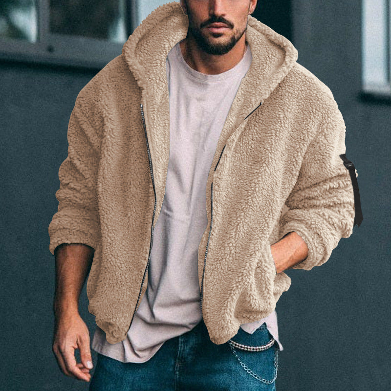 Herren Fleecejacke mit weichem Innenfutter und Kapuze Aliams