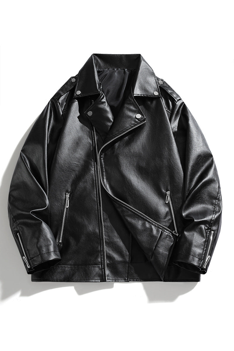 Herren elegante Bikerjacke aus Kunstleder Aliams