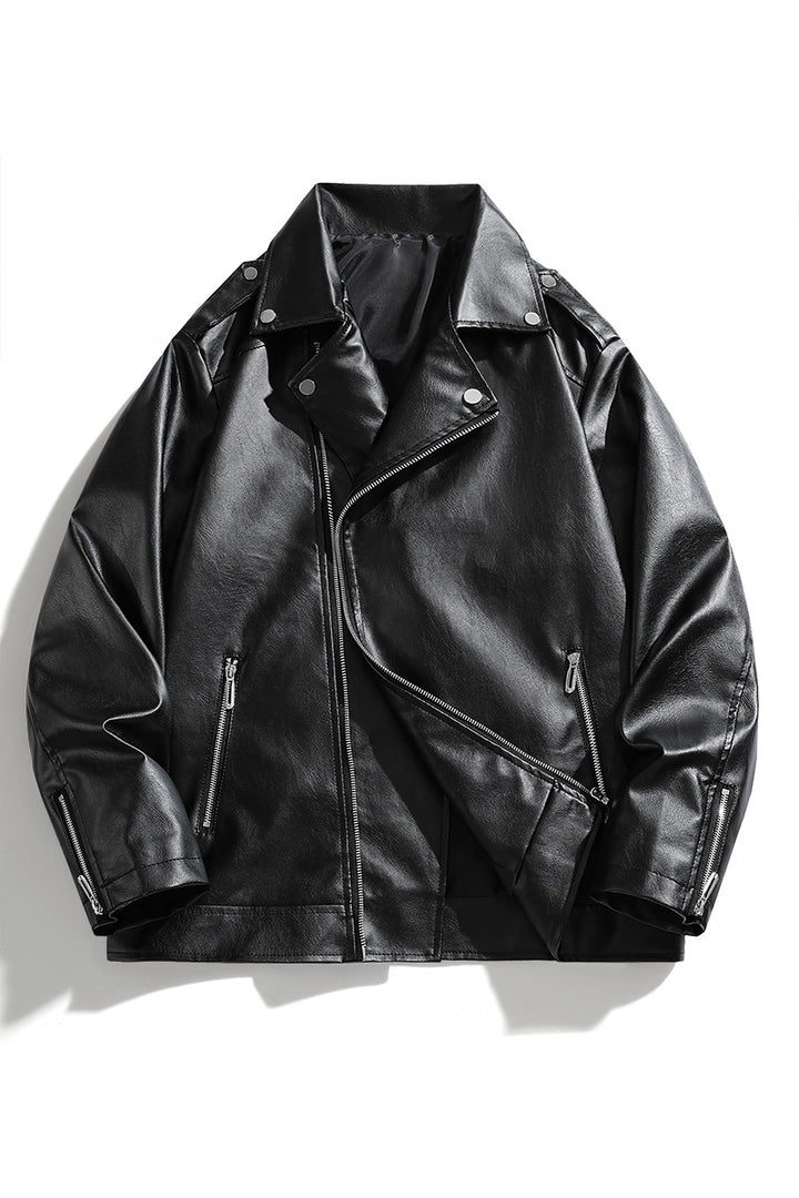 Herren elegante Bikerjacke aus Kunstleder Aliams