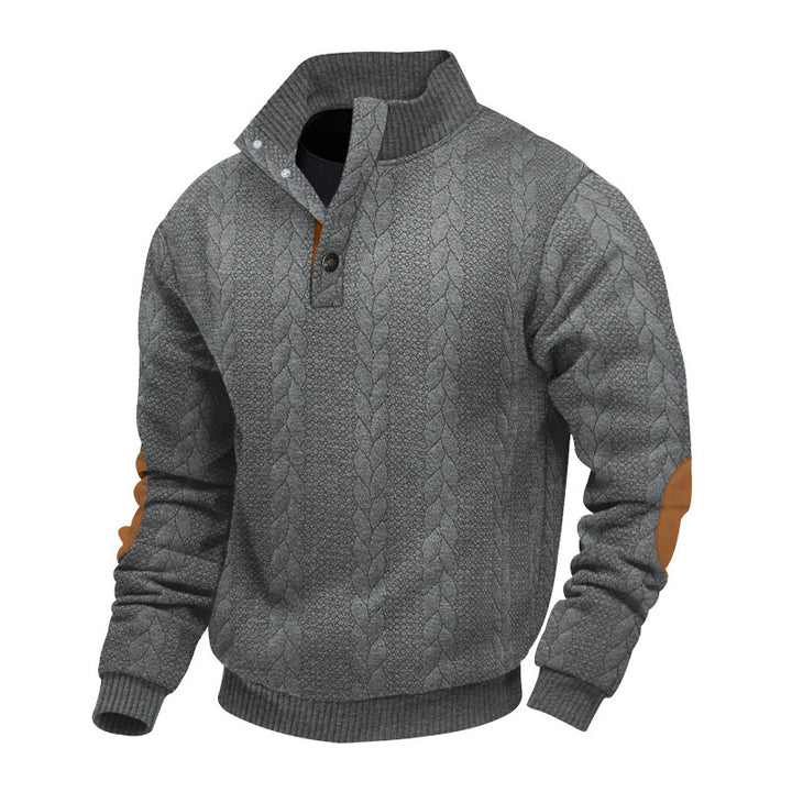 Herren Strickpullover mit hohem Kragen und modernen Knopfdetails Aliams