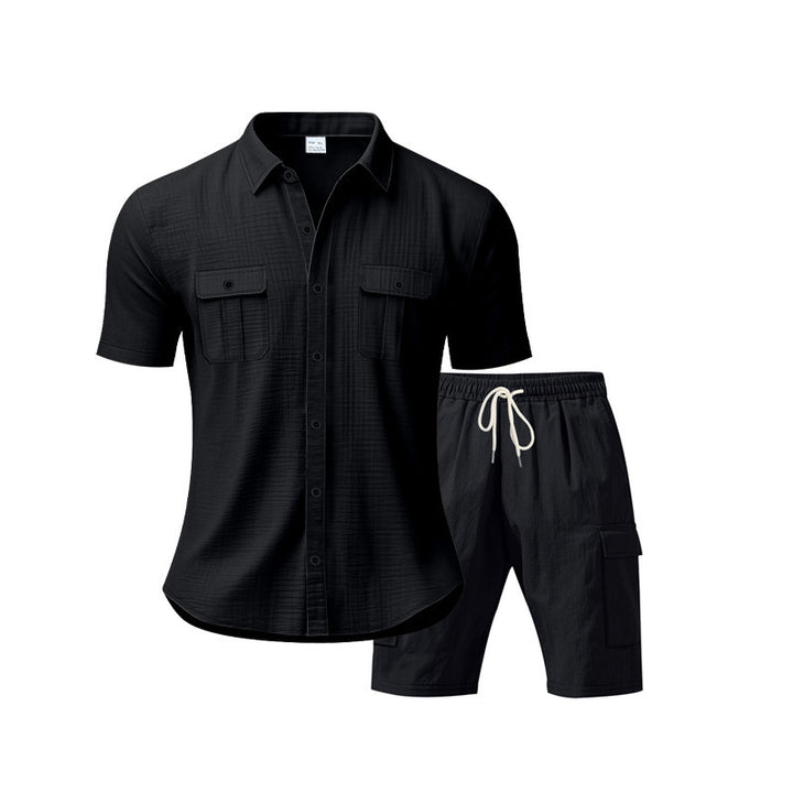 Herren Freizeit-Outfit mit lässigem Hemd und praktischen Cargo-Shorts Aliams