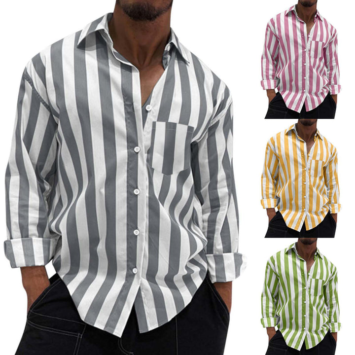 Herren Hemd mit modernen vertikalen Streifen und praktischer Brusttasche Aliams