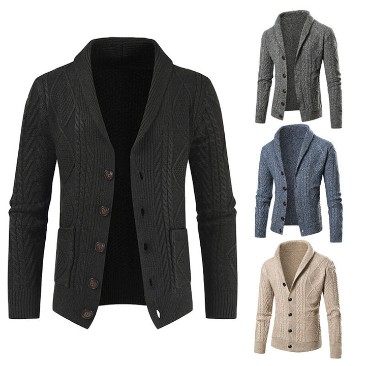Herren Strickjacke mit modernem Zopfmuster und aufgesetzten Taschen Aliams