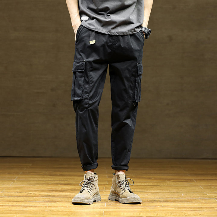 Herren Cargo-Hose mit verstellbarem Bund und funktionalen Taschen Aliams
