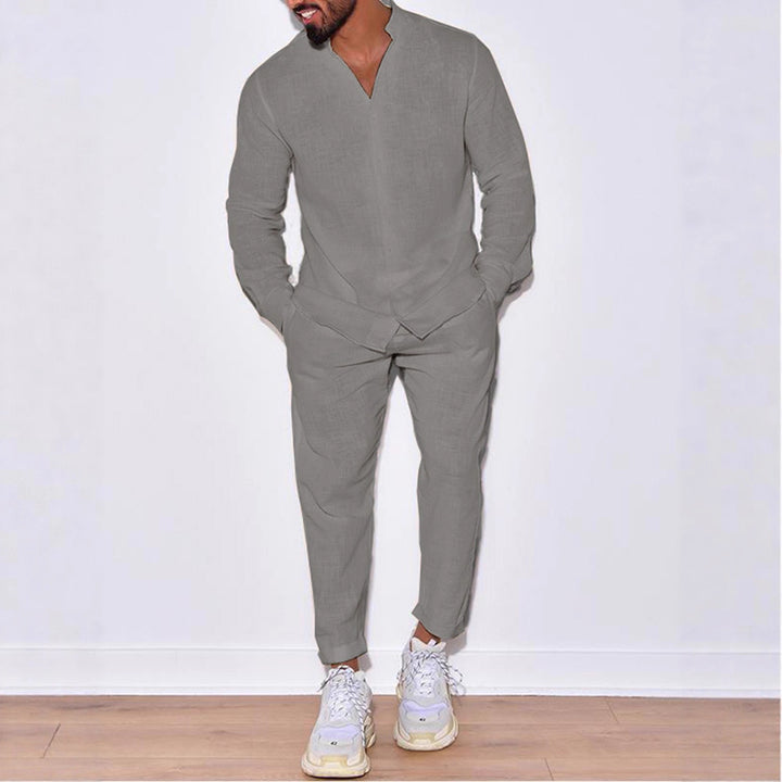 Herren Bequemes und stylisches Schlafanzug-Set mit Hemd und Hose Aliams