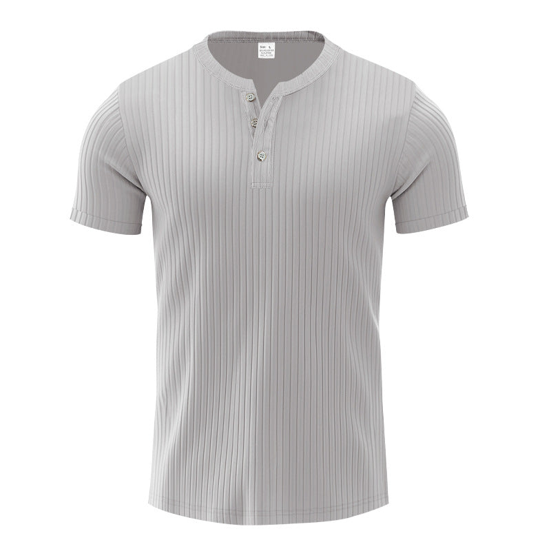 Herren Kurzarm-Henley-T-Shirt mit strukturiertem Design Aliams