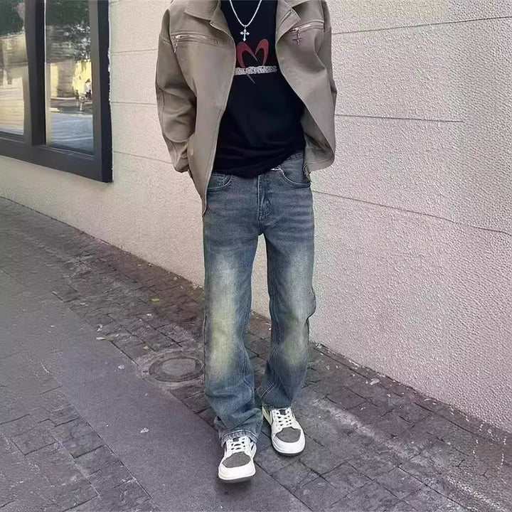 Herren High-Waist Jeans im Used-Look mit lässiger Passform Aliams