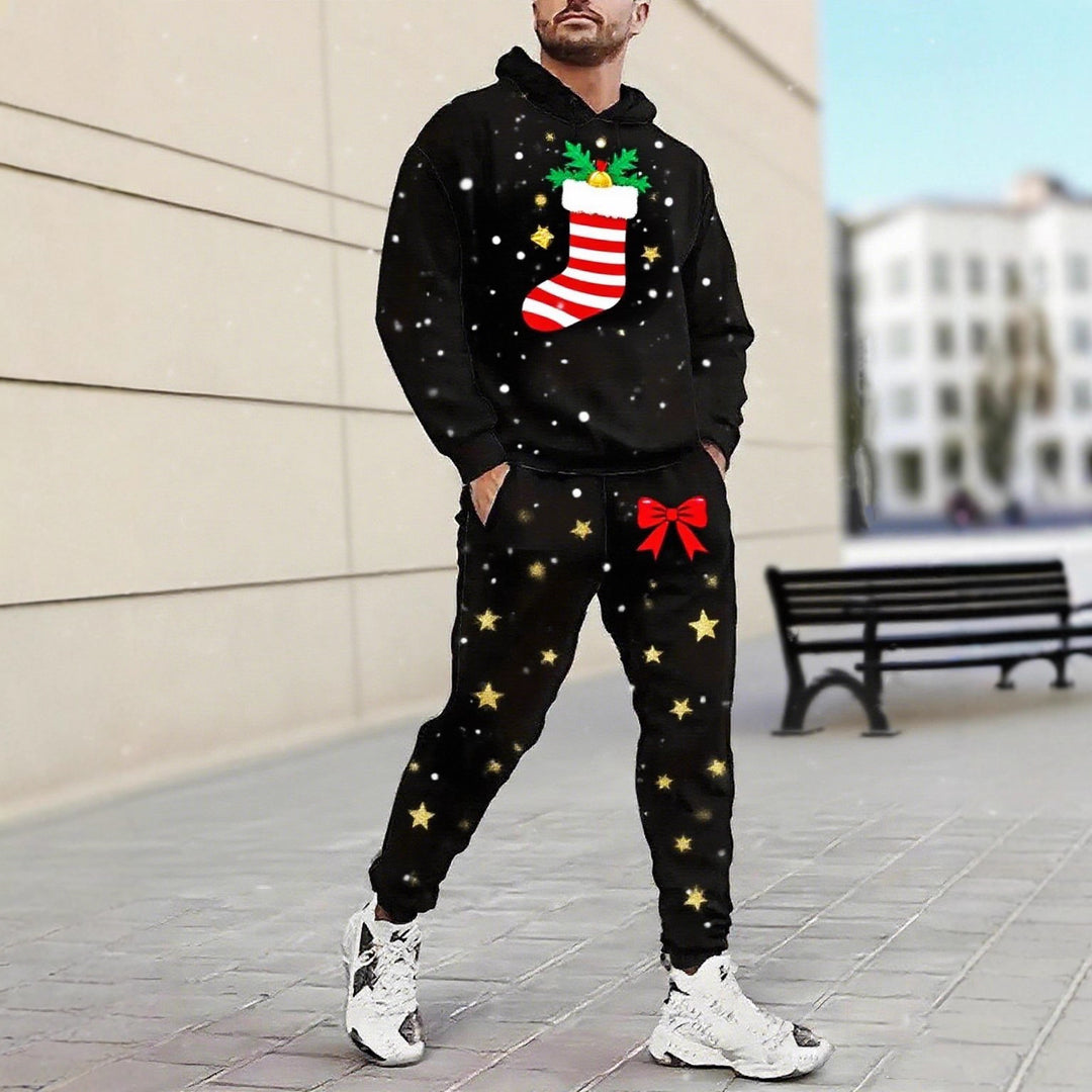 Herren Weihnachtsmotiviere Kapuzenpullover und Jogginghose Set Aliams