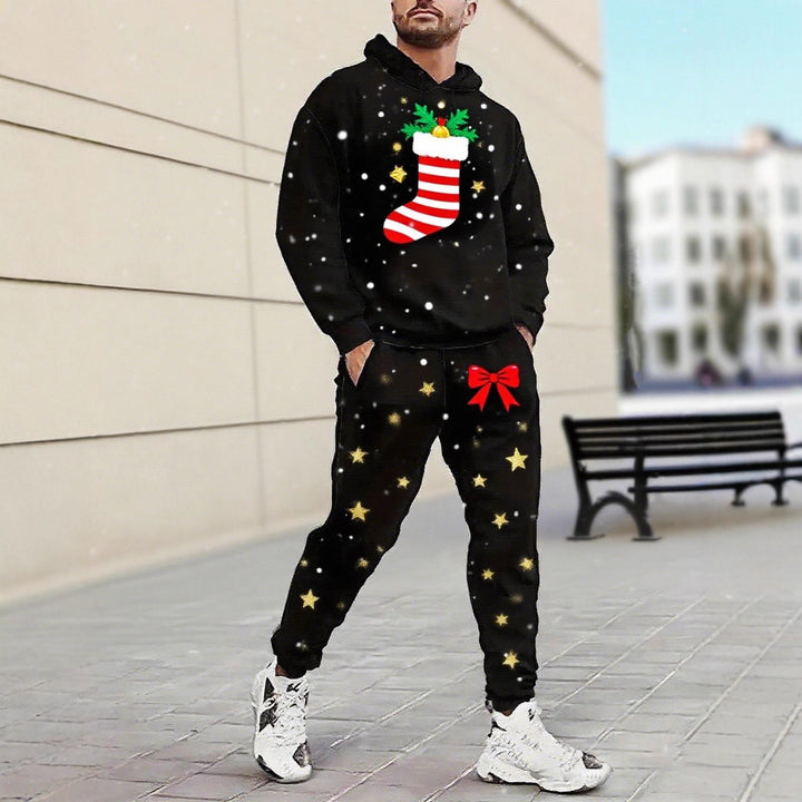 Herren Weihnachtsmotiviere Kapuzenpullover und Jogginghose Set Aliams