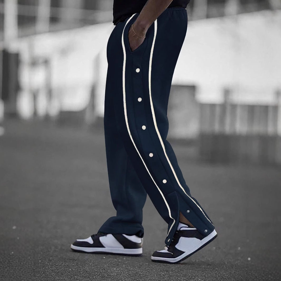 Herren Sportliche Freizeithose mit seitlichen Druckknöpfen Aliams