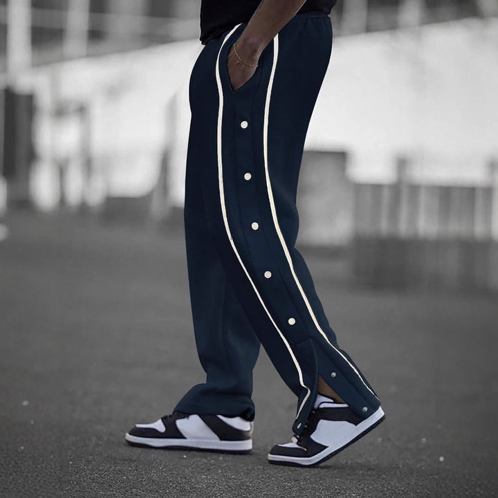 Herren Sportliche Freizeithose mit seitlichen Druckknöpfen Aliams