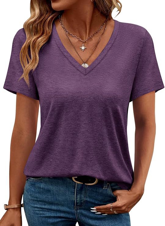 Damen V-Ausschnitt T-Shirt Aus Weichem Single Jersey Aliams