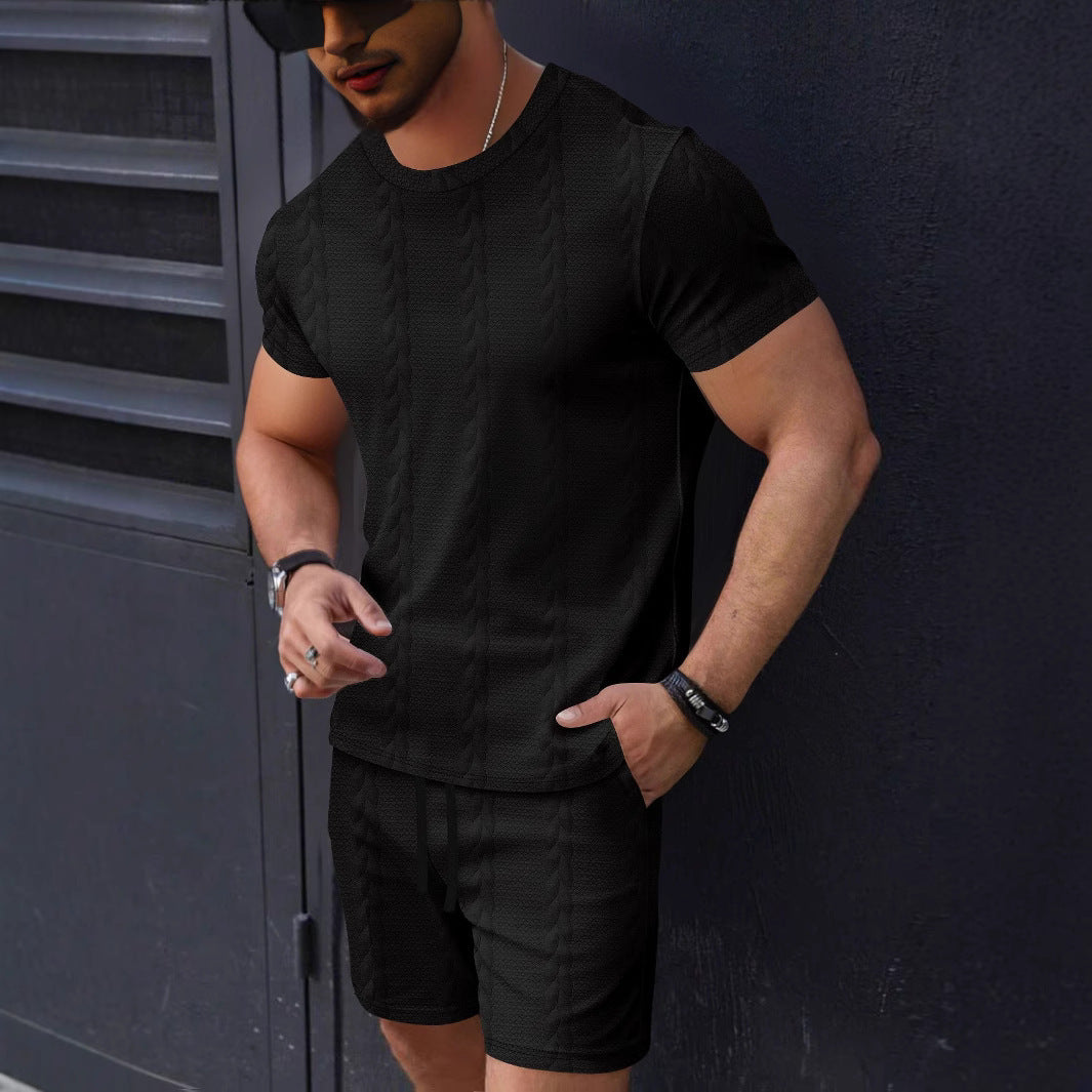Herren sportliches Kurzarm T-Shirt und Shorts Set aus atmungsaktivem Material Aliams